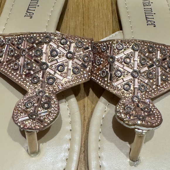 Olivia Miller sparkle studded flip-flop Sandals in Rose Gold Size 6 - Picture 2 of 3